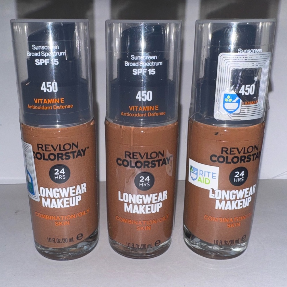 450 MOCHA ~ X3 Bottles~ REVLON Colorstay LONGWEAR Makeup Foundation ~ Sealed x3